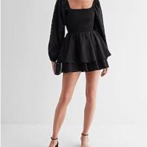 NWT Express Smocked Mini Dress | Black Smocked Dress Size Large